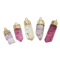 Quartz Gemstone Pendants with Zinc Alloy Icicle gold color plated - Approx 2mm Sold By PC