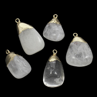 Clear Quartz Pendant, with Tibetan Style, gold color plated, 25x33x15mm-30x40x18mm, Hole:Approx 2mm, Sold By PC