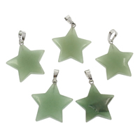 Green Aventurine Pendant with Zinc Alloy Star platinum color plated Approx Sold By PC