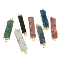 Ice Quartz Agate Connetor, with Tibetan Style, Rectangle, gold color plated, druzy style & 1/1 loop, 48x10x12mm-51x12x18mm, Hole:Approx 2mm, Sold By PC
