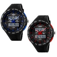 SKmei® Men Jewelry Watch, Plastic, with Glass & Silicone, plated, for man & waterproof, more colors for choice, 52x50mm, Length:Approx 10.4 Inch, Sold By PC