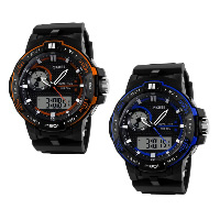 Мужские ювелирные часы SKmei®, пластик, с Стеклянный & Силикон, Другое покрытие, Мужский & водонепроницаемый, Много цветов для выбора, 51x57mm, длина:Приблизительно 10.4 дюймовый, продается PC