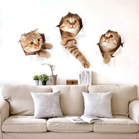 3D Wall Stickers PVC Plastic Cat adhesive & waterproof Sold By PC