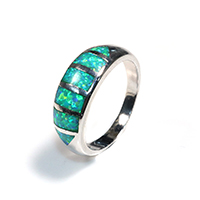 Brass Finger Ring with Opal platinum plated for woman nickel lead & cadmium free 7.50mm US Ring Sold By Lot