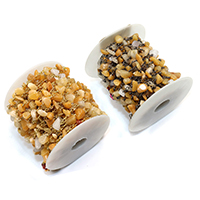 Messing dekorative Kette, mit Kunststoffspule & Gelbquarz Perlen, plattiert, natürliche, keine, frei von Nickel, Blei & Kadmium, 15x5-13x5-10mm, 10m/Menge, verkauft von Menge