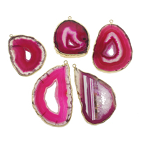 Lace Agate Pendants with Zinc Alloy gold color plated druzy style - Approx 2mm Approx Sold By Bag