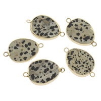 Dalmatian Connector, with Tibetan Style, Teardrop, gold color plated, 1/1 loop, 32x20x5mm-35x25x6mm, Hole:Approx 2mm, Approx 5PCs/Bag, Sold By Bag