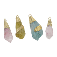 Quartz Pendant with Zinc Alloy gold color plated druzy style Approx 2mm Approx Sold By Bag