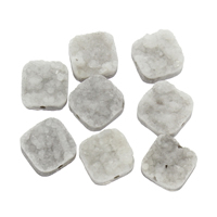 Natürliche Eis Quarz Achat Perlen, Eisquarz Achat, mit Zinklegierung, Quadrat, plattiert, druzy Stil & verschiedene Größen vorhanden, Bohrung:ca. 1mm, ca. 5PCs/Tasche, verkauft von Tasche