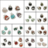 Gemstone Pendants Jewelry, with Tibetan Style, Dragon, platinum color plated, different materials for choice, 20x25mm, Hole:Approx 2mm, Approx 5PCs/Bag, Sold By Bag