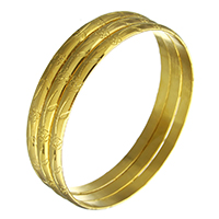 acier inoxydable bracelet ordinaire, Placage de couleur d'or, unisexe & avec le motif de fleurs, 5.50mm, Diamètre intérieur:Environ 68mm, 3PC/fixé, Vendu par fixé