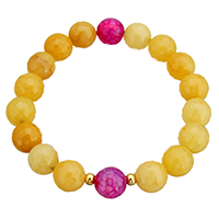 Agate Jewelry Bracelet, with Stainless Steel, gold color plated, dyed & for woman & faceted, 10mm, Sold Per Approx 6.5 Inch Strand