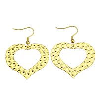 Stainless Steel Drop Earring Heart gold color plated for woman 49mm Sold By Pair