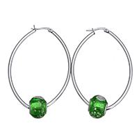 Stainless Steel Hoop Earring, with Lampwork, for woman, original color, 10.5x14mm, 38x58mm, Sold By Pair