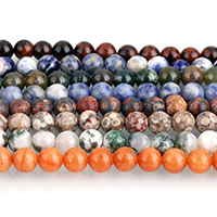 Perles bijoux en pierres gemmes, pierre gemme, Rond, naturel, différents matériaux pour le choix, 6mm, Trou:Environ 0.5mm, Environ 63PC/brin, Vendu par Environ 15 pouce brin
