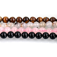 Perles bijoux en pierres gemmes, pierre gemme, Rond, naturel, différents matériaux pour le choix, 8mm, Trou:Environ 1mm, Environ 47PC/brin, Vendu par Environ 15 pouce brin