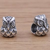 Brass Jewelry Beads, Owl, antique silver color plated, lead & cadmium free, 10x8.80x9.20mm, Hole:Approx 4.3mm, 5PCs/Bag, Sold By Bag