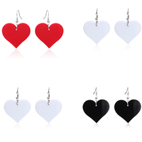 Acrylic Drop Earring, stainless steel earring hook, Heart, more colors for choice, 37x50mm, Sold By Pair