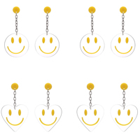 Acryl Tropfen Ohrring, mit Zinklegierung, Edelstahl Stecker, Lächelndes Gesichte, verschiedene Stile für Wahl, 78x44mm, 83x40mm, verkauft von Paar