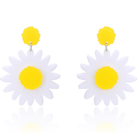 Acrylic Drop Earring, stainless steel post pin, Flower, 58x45mm, Sold By Pair