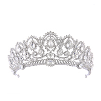 Bridal Tiaras, Tibetan Style, with Crystal, silver color plated, for bridal & faceted & with rhinestone, lead & cadmium free, 160x65mm, Sold By PC