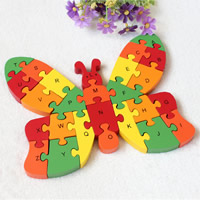 Dimensional Puzzle, Wood, Butterfly, with letter pattern, 220x140x15mm, Sold By Set