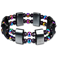 Unisex Bracelet Non Magnetic Hematite with Crystal colorful plated faceted Sold Per Approx 6.5 Inch Strand
