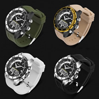 Men Wrist Watch, Stainless Steel, with Plastic & Rubber & Plastic, plated, multifunctional & adjustable & with letter pattern & for man & waterproof & luminated, more colors for choice, 53x50mm, Length:Approx 9.5 Inch, Sold By PC