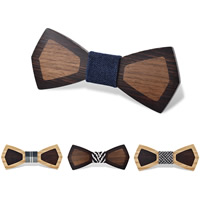 Unisex Tie Bow, Ξύλο, με βαμβακερό ύφασμα & PU, για άνδρες και γυναίκες & διαφορετικά σχέδια για την επιλογή, 120x50mm, Sold Με PC