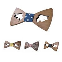 Cravatta Unisex Bow, legno, with tessuto di cotone & nastro satin, stili diversi per la scelta, 120x55mm, Venduto da PC
