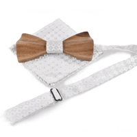 Unisex Tie Bow, Ξύλο, με βαμβακερό ύφασμα, για άνδρες και γυναίκες, 120x55mm, Sold Με Box