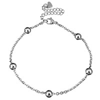 Stainless Steel Anklet, with 2.5lnch extender chain, oval chain & for woman, original color, 2mm, 5x6mm, Length:Approx 8.5 Inch, 10Strands/Lot, Sold By Lot