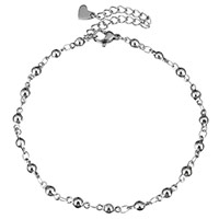 Stainless Steel Anklet, with 2lnch extender chain, for woman, original color, 8x4mm, Length:Approx 8 Inch, 10Strands/Lot, Sold By Lot