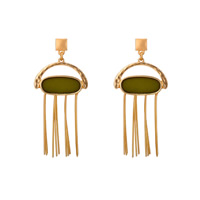 Tibetan Style Drop Earring, stainless steel post pin, gold color plated, enamel, lead & cadmium free, 30x60mm, Sold By Pair