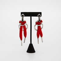 Zinc Alloy Drop Earrings with Nylon Cord stainless steel post pin platinum color plated lead & cadmium free Sold By Pair