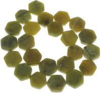 Jade de Limón Abalorio, Hexágono, 16x18x4.50mm, agujero:aproximado 1mm, aproximado 23PCs/Sarta, Vendido para aproximado 14.5 Inch Sarta