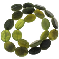 Olivine Turquoise Beads, Flat Oval, 12x19x5.5mm-13x20x6mm, Hole:Approx 1mm, Approx 22PCs/Strand, Sold Per Approx 14.5 Inch Strand