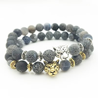 Unisex Bracelet Effloresce Agate with Zinc Alloy Leopard plated 8mm Sold Per Approx 7.5 Inch Strand