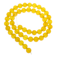 Prirodni Žuta ahat perle, Žuta Agate, Krug, različite veličine za izbor, Rupa:Približno 1mm, Prodano Per Približno 15 inčni Strand
