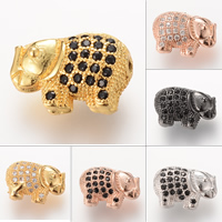 Cubic Zirconia Micro Pave Brass Beads, Elephant, plated, micro pave cubic zirconia, more colors for choice, nickel, lead & cadmium free, 13.5X5.1mm, Hole:Approx 2-3mm, 5PCs/Bag, Sold By Bag