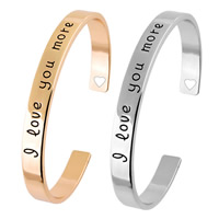 Tibetan Style Cuff Bangle, I love you more, plated, Mother Day Jewelry & Unisex & with letter pattern & enamel, more colors for choice, nickel, lead & cadmium free, Inner Diameter:Approx 66mm, Sold By PC
