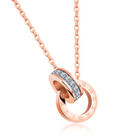 Stainless Steel Jewelry Necklace with 2.3Inch extender chain rose gold color plated with roman number & oval chain & for woman & with rhinestone 17mm Sold Per Approx 17.7 Inch Strand