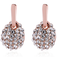Rhinestone Earring Zinc Alloy stainless steel post pin rose gold color plated with rhinestone lead & cadmium free Sold By Pair