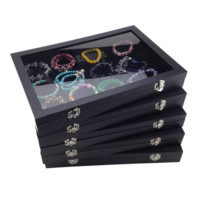 Storage Box, Velveteen, with Glass & Wood, different styles for choice, 350x240x48mm, Sold By PC