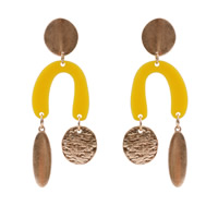 Resin Earring Zinc Alloy with Resin stainless steel post pin gold color plated lead & cadmium free 90mm Sold By Pair