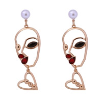 Resin Earring Zinc Alloy with ABS Plastic Pearl & Resin stainless steel post pin Girl gold color plated lead & cadmium free 80mm Sold By Pair