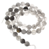 Natürliche graue Quarz Perlen, Grauer Quarz, rund, verschiedene Größen vorhanden, Bohrung:ca. 1mm, verkauft per ca. 15 ZollInch Strang
