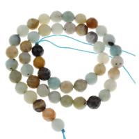 Amazonit Perlen, rund, verschiedene Größen vorhanden & facettierte, Bohrung:ca. 1mm, verkauft per ca. 15 ZollInch Strang