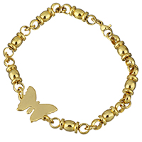 Pulseira  de jóias de aço inox, aço inoxidável, Borboleta, cromado de cor dourada, para mulher, 19.5x15mm, 20x6mm, vendido para Aprox 8 inchaltura Strand