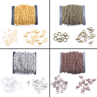 Iron Mixed Jewelry, with Cardboard, plated, more colors for choice, lead & cadmium free, 3x4mm, Approx 12m/Bag, Sold By Bag